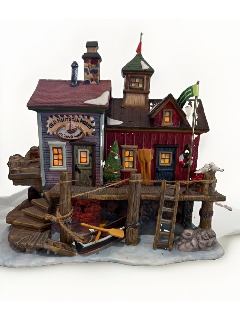 O’Well 2004 Harborside Village Deluxe Lighted House Old Nautical Wares W/Lights